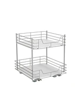 Household Essentials Glidez Steel Pull-Out/Slide-Out Storage Organizer with Plastic Liners for Under Cabinet or Wire Shelf 2-Tier Design