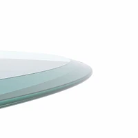 28 Inch Round Tempered Glass Table Top Clear Glass 3/8 Inch Thick Beveled Polished Edge