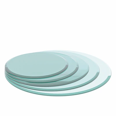 Simplie Fun 32 Inch Round Tempered Glass Table Top Clear Glass 3/8 Inch Thick Beveled Polished Edge