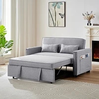 Streamdale Furniture Linen Loveseat Sleeper with Pull-Out Bed & Pillows