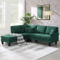 Simplie Fun 90X88" Terrycloth Modern Sectional Sofa, 5-Seat Practical Couch Set With Chaise Lounge