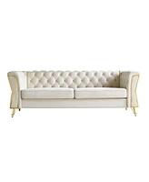 Simplie Fun Modern Tufted Velvet Sofa 87.4 Inch For Living Room Color