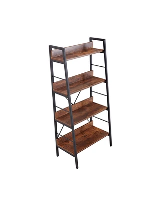 Simplie Fun 3&4 Layer Display Bookshelf H Ladder Shelf Storage Shelves Rack Shelf Unit Metal Frame