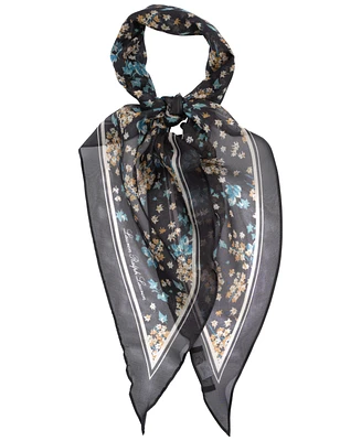 Lauren Ralph Lauren floral diamond with stripe border scarf