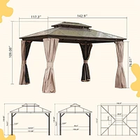 Outdoor Hardtop Gazebo with Curtains and Net