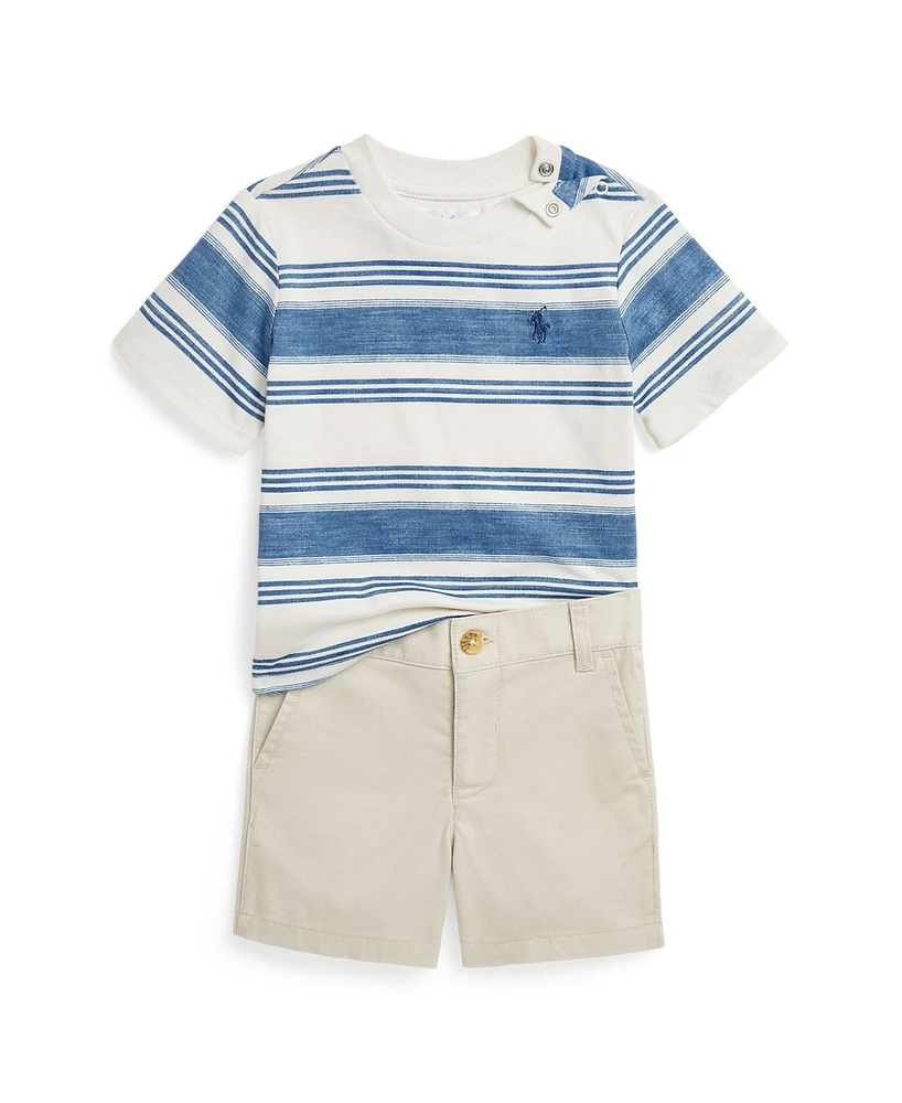 Polo Ralph Lauren Baby Boys Striped Jersey Tee and Chino Short Set