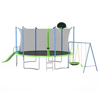 Streamdale Furniture Large Recreational Trampoline With Slide, Swings & Hoop