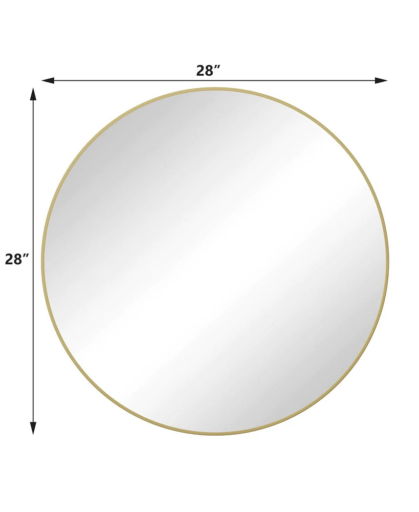 Streamdale Furniture 28" Wall Mounted Gold Circular Mirror, For Bathroom, Living Room, Bedroom Wall Decor
