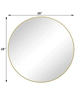 Streamdale Furniture 28" Wall Mounted Gold Circular Mirror, For Bathroom, Living Room, Bedroom Wall Decor