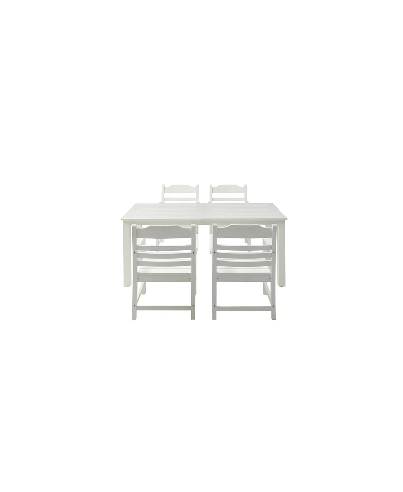 Simplie Fun 5-Piece White Patio Dining Set with 4 Chairs & Table