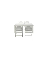 Simplie Fun 5-Piece White Patio Dining Set with 4 Chairs & Table