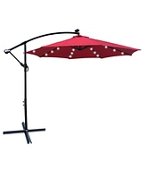 Simplie Fun 10 Ft Outdoor Patio Umbrella Solar Powered Led Lighted 8 Ribs Umbrella With Crank