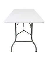 Elama 6 Foot Plastic Folding Table in White