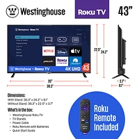 Westinghouse 43 4K Ultra Hd Roku Tv with Hdr