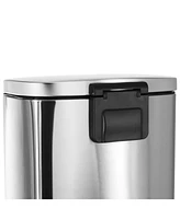 Elama 2 piece 8 Gallon Each 30 Liter Rectangular Stainless Steel Twin Step Trash Bins with Slow Close Mechanism in Matte Silver