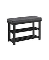 Slickblue Wicker Shoe Bench, 2-tier Rack, Stable Organizer For Entryway