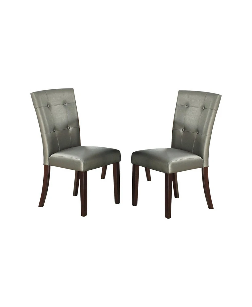 Simplie Fun Leather Upholstered Dining Chair, Silver(Set Of 2)