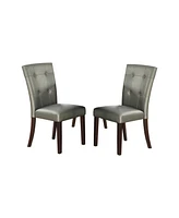 Simplie Fun Leather Upholstered Dining Chair, Silver(Set Of 2)