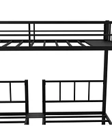 Simplie Fun Twin over Twin & Twin Bunk Beds for 3, Twin Xl over Twin & Twin Bunk Bed Metal Triple Bunk Bed, Black(Pre-sale date February 8th.)