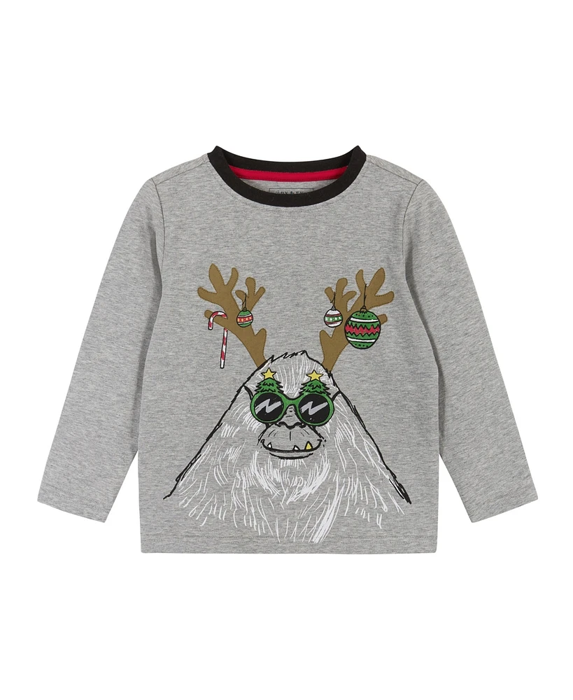 Andy & Evan Toddler Boys Toddler/Child Holiday Yeti Long Sleeve Tee