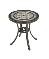 Mondawe Patio Table Round Outdoor Dinging Coffee Table with Umbrella Hole