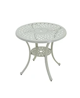 Mondawe Patio Table Round Outdoor Coffee with Umbrella Hole