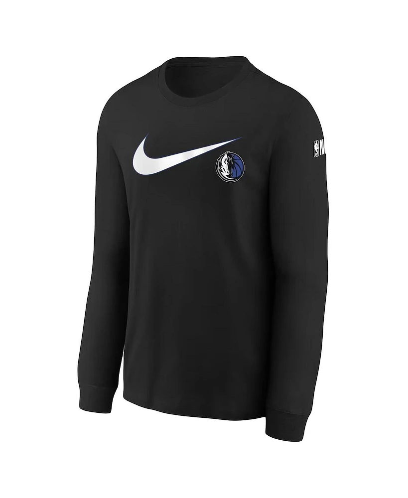 Nike Big Boys and Girls Black Dallas Mavericks Swoosh Long Sleeve T-Shirt