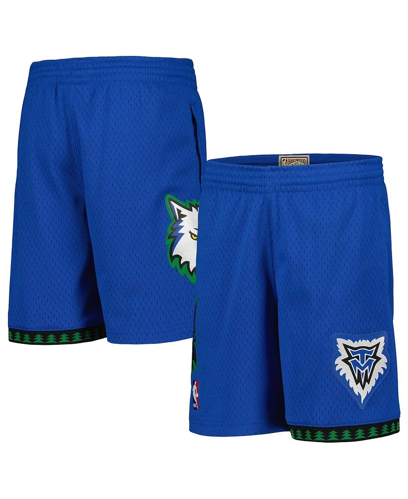 Mitchell Ness Big Boys and Girls Blue Minnesota Timberwolves Hardwood Classics Swingman Shorts