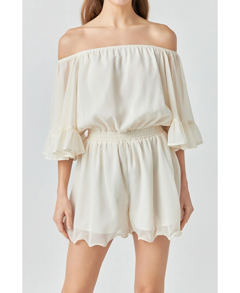 endless rose Women's Ruffled Sleeve Romper