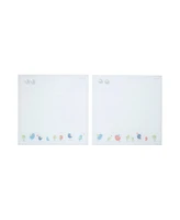 ECR4Kids MessageStor Magnetic Dry-Erase Glass Board with Magnets, 17.5in x 17.5in, White Waves, 2-Pack