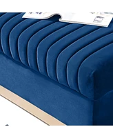 Streamdale Furniture Blue Velvet Vertical Tufted Sofa Loveseat