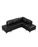 Streamdale Furniture 94.88" L-Shaped Corner Sofa Pu Leather Sectional Sofa