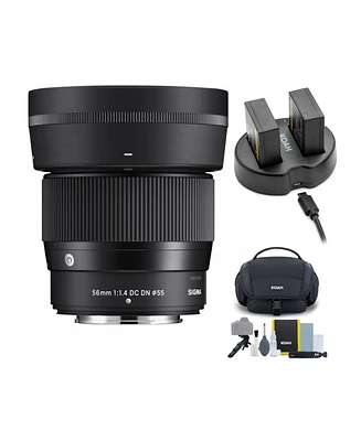 Sigma 56mm F1.4 Contemporary Dc Dn Lens for Fuji X Mount with Battery and Bag