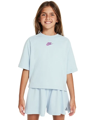 Nike Big Girls Sportswear Short-Sleeve Embroidered Futura Logo T-Shirt