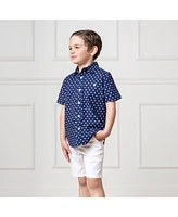 Hope & Henry Boys Linen Short Sleeve Button Down Shirt