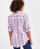 Style & Co Women's Printed Cotton Perfect Shirt, Created for Macy's