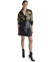 Dkny Women's Printed Button-Front Long-Sleeve Shirt