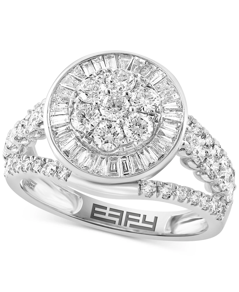 Effy Diamond Round & Baguette Circle Cluster Ring (1-5/8 ct. t.w.) in 14k White Gold