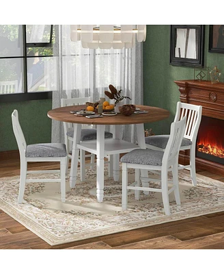 Simplie Fun 5-Piece Counter Height Dining Set with Folding Leaves & Chairs