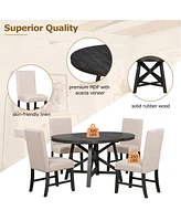 Streamdale Furniture Retro Extendable Dining Set with 4 Upholstered Chairs