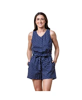 Hope & Henry Women's Sleeveless Linen Button Front Romper