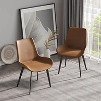 Simplie Fun Modern Dining Chair Living Room Black Metal Leg Dining Chair-Brown-4 Pieces/Ctn