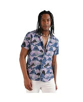 Campus Sutra Men's EcoLiva Blue & Lavender Contrast Landscape Shirt