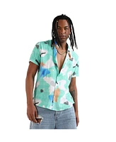 Campus Sutra Men's EcoLiva Mint Green Abstract Strokes Shirt