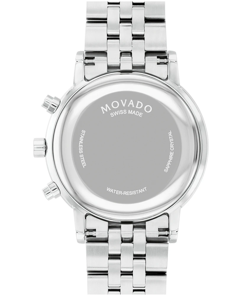 Movado Men's Museum Classic Swiss Quartz Chrono Silver Tone Stainless Steel Watch 42mm - Silver