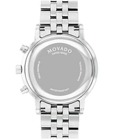 Movado Men's Museum Classic Swiss Quartz Chrono Silver Tone Stainless Steel Watch 42mm - Silver