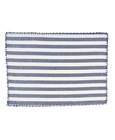 Saro Lifestyle Classic Striped Whipstitch Pom Placemat Set of 4,14"x20"