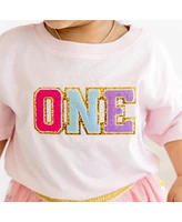 Sweet Wink Toddler Girls First Birthday Patch Short Sleeve T-Shirt