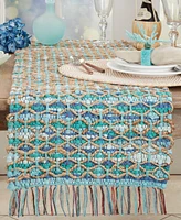 Saro Lifestyle Handwoven Net Chindi Table Runner, 16"x72"