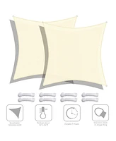 2 Pack 16x16 Ft 97% Uv Block Square Sun Shade Sail Heavy Duty Hdpe Canopy Yard